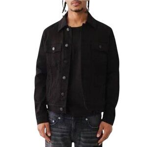 True Religion Men's Stretch Denim Trucker Jacket black size XL stretch denim